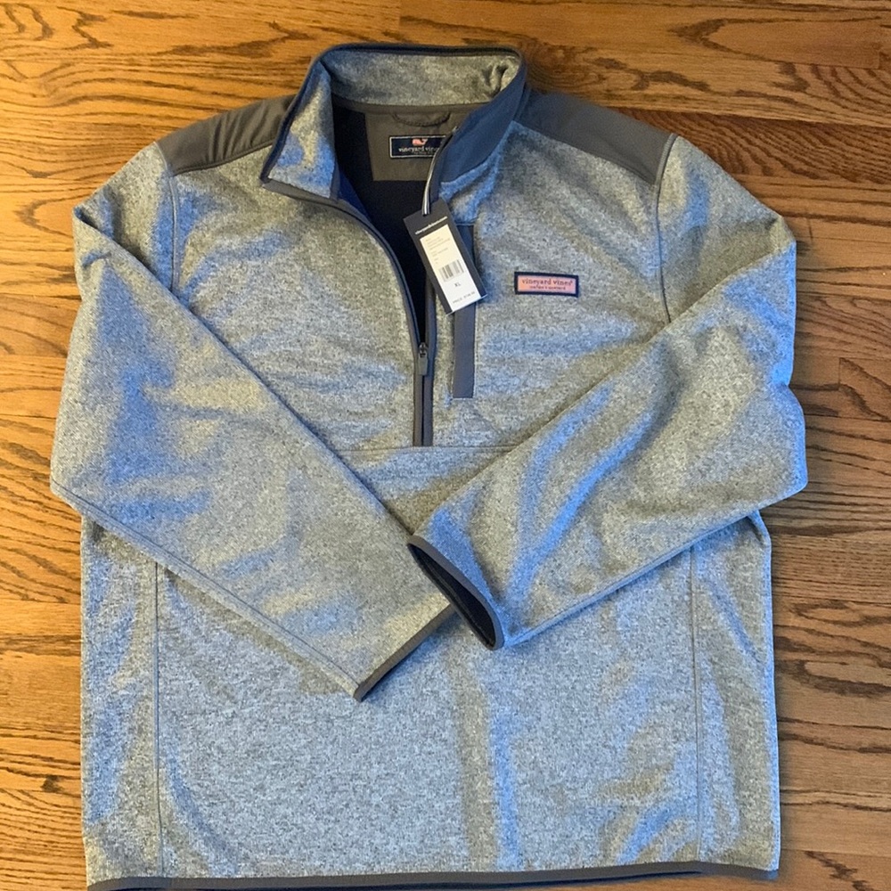 🎈NWT Vineyard Vines half zip sweater In Heather Grey XL better sweater
